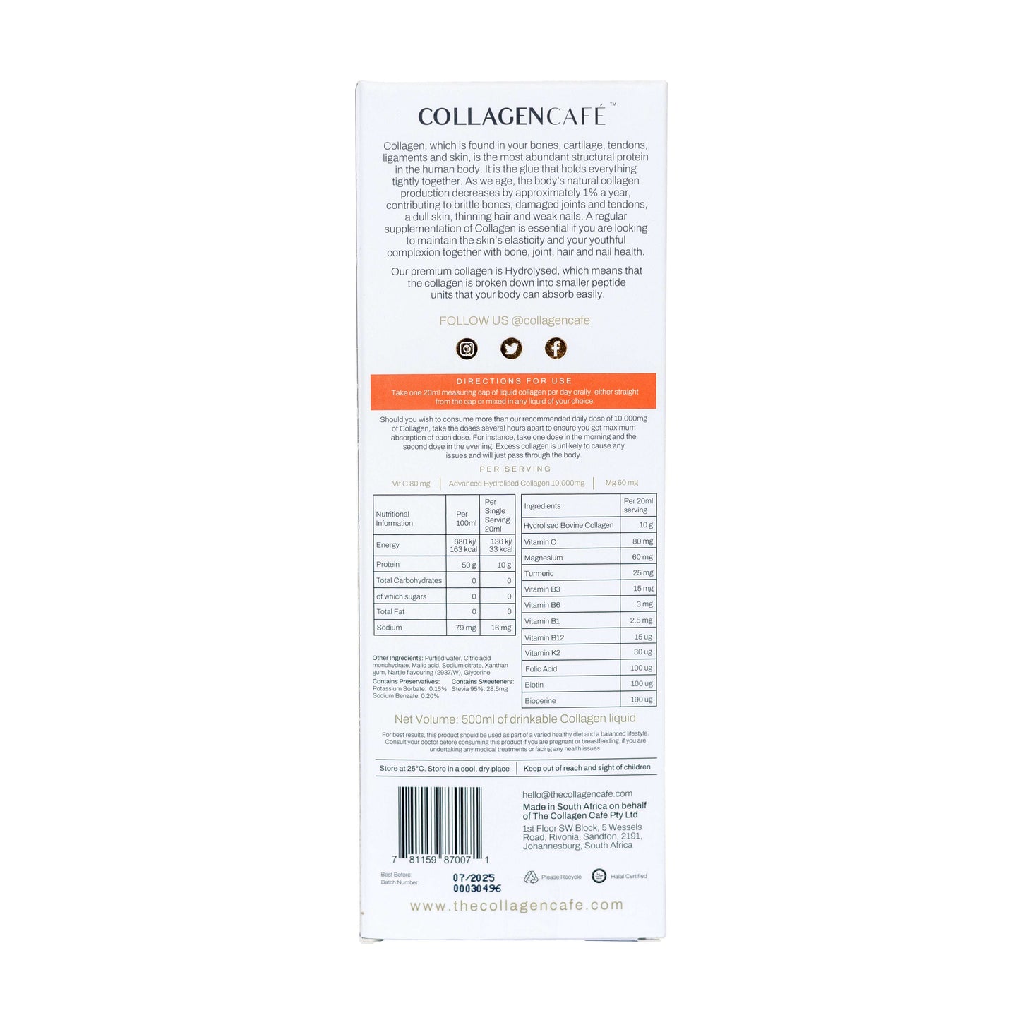 Liquid Collagen Supplement - 500ml Bottle