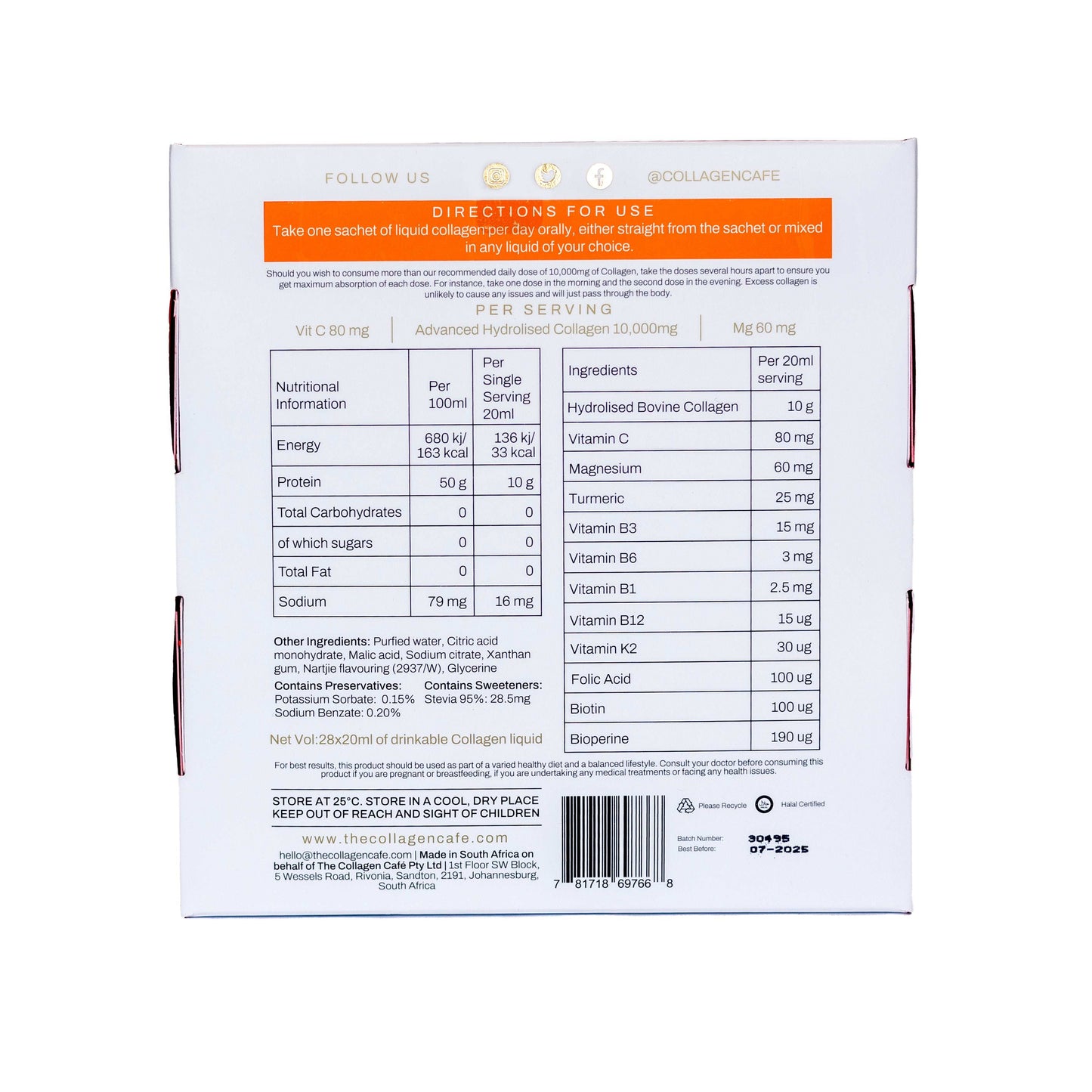 Liquid Collagen Supplement - 28 day Sachets
