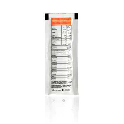 Collagen Café Multi Collagen sachet, back with nutritional information
